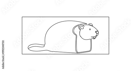 Funny Beaver Character on White Bread Slice, Cute Animal Food Art