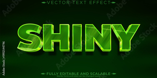 Shiny editable text effect, editable green and glory text style