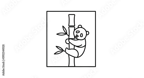 Cute Panda Climbing Bamboo Illustration
