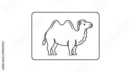 Cute Camel Line Art Icon Vector Illustration