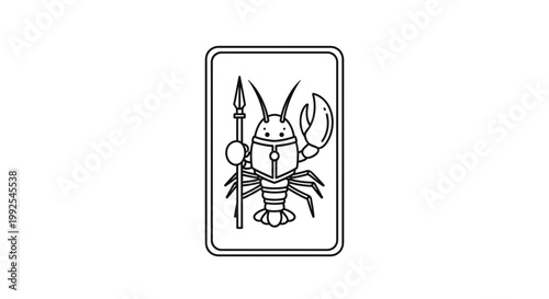 Cancer Zodiac Sign Icon with Spear and Claw, Minimalist Line Art, Astrology Symbol