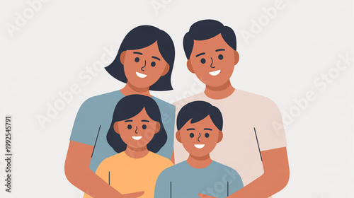 Family, happy family, cartoon family, vector illustration, people, diverse family