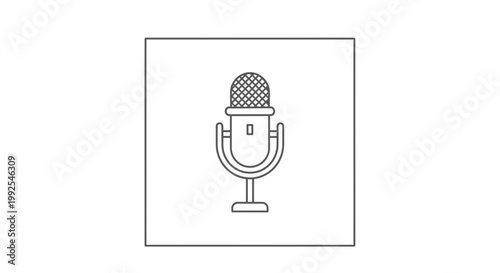 Retro Microphone Icon, Vintage Audio Equipment, Music Recording Symbol