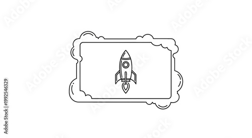 Rocket Launching into Space, Smoke Trails, Futuristic Technology, Startup Concept
