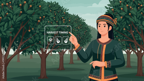 Woman Holding Harvesting Things Sign Board.