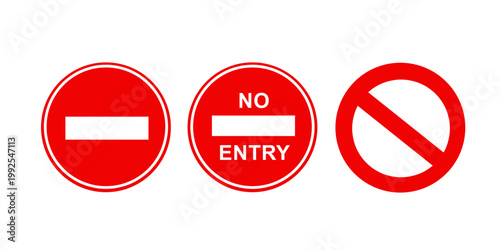 No Entry set icon. Forbidden symbol on white background. Free Download No Entry set icon. Forbidden symbol on white background. - GFXLoad