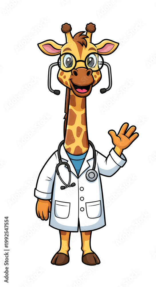 Obraz premium A giraffe wearing a lab coat