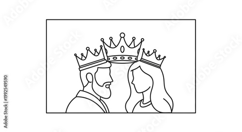 King and Queen Crowns Silhouette: Royal Couple, Love, Marriage, Royalty, Power