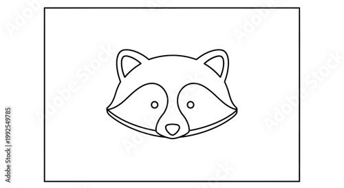 Cute Raccoon Face Outline Vector Illustration