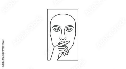 Close-up of a person's face with a finger touching lips, suggesting thought or silence.