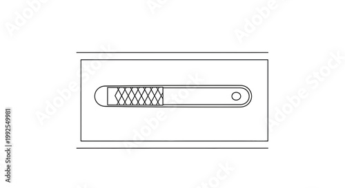 Close-up of a metal nail file with a textured surface and a hole at the end