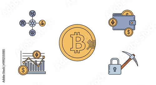 Bitcoin cryptocurrency digital gold coin.