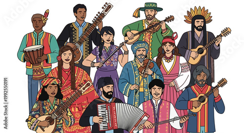 People playing musical instruments together.