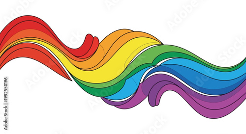 Multicolored wavy rainbow abstract design element.