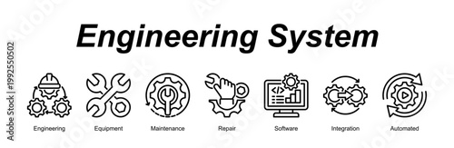 Engineering System banner web icon vector illustration concept with an icon of Engineering, Equipment, Maintenance, Repair, Software, Integration, Automated 