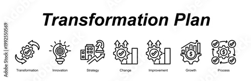 Transformation Plan banner web icon vector illustration concept with an icon of Transformation, Innovation, Strategy, Change, Improvement, Growth, Process 