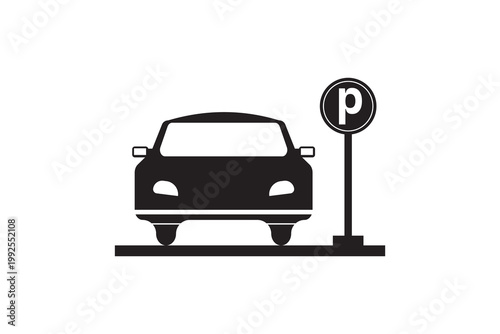 car parking sign icon isolated on white background, parking icon, Parking location Icon symbol.