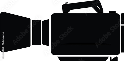 Modern professional camcorder silhouette icon for video production and media broadcast work