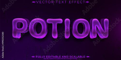 Potion editable text effect, editable purple and magic text style