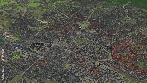 3D looped animation of city - Brussels Belgium