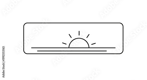Sunrise Horizon Line Minimalist Icon: Sun Rising Over Calm Water