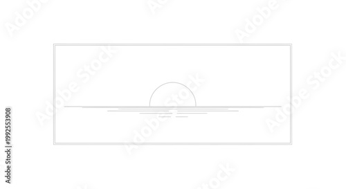 Minimalist Sunrise Over Calm Water, Horizon Line, Reflection, Serene Landscape