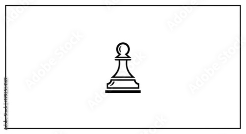 Minimalist Chess Pawn Icon on White Background, Strategy and Game Concept