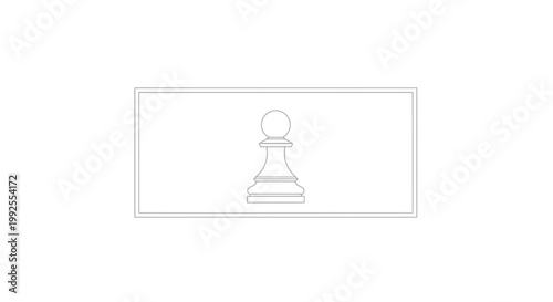 Minimalist Chess Pawn Outline on White Background