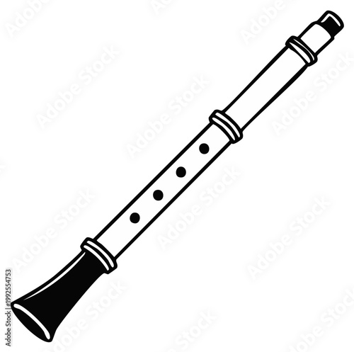 Black and white illustration of a clarinet instrument