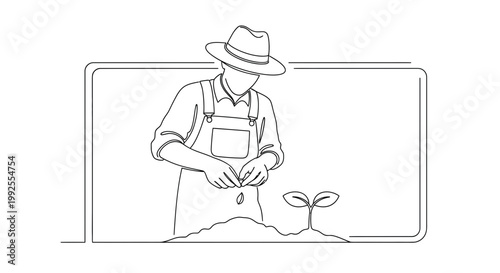 Farmer planting seeds, growing sprout, sustainable agriculture, organic farming, healthy food concept