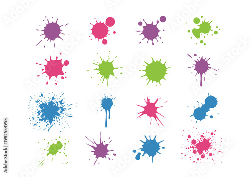 Vector paint brush strokes set, hand drawn ink splash and smear collection ／ ベクターのペイントブラシ素材セット