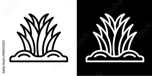 Grass Field Icon Set White Style Collection