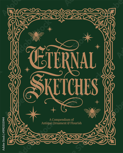 Ornate Vintage Book Cover With Golden Bees