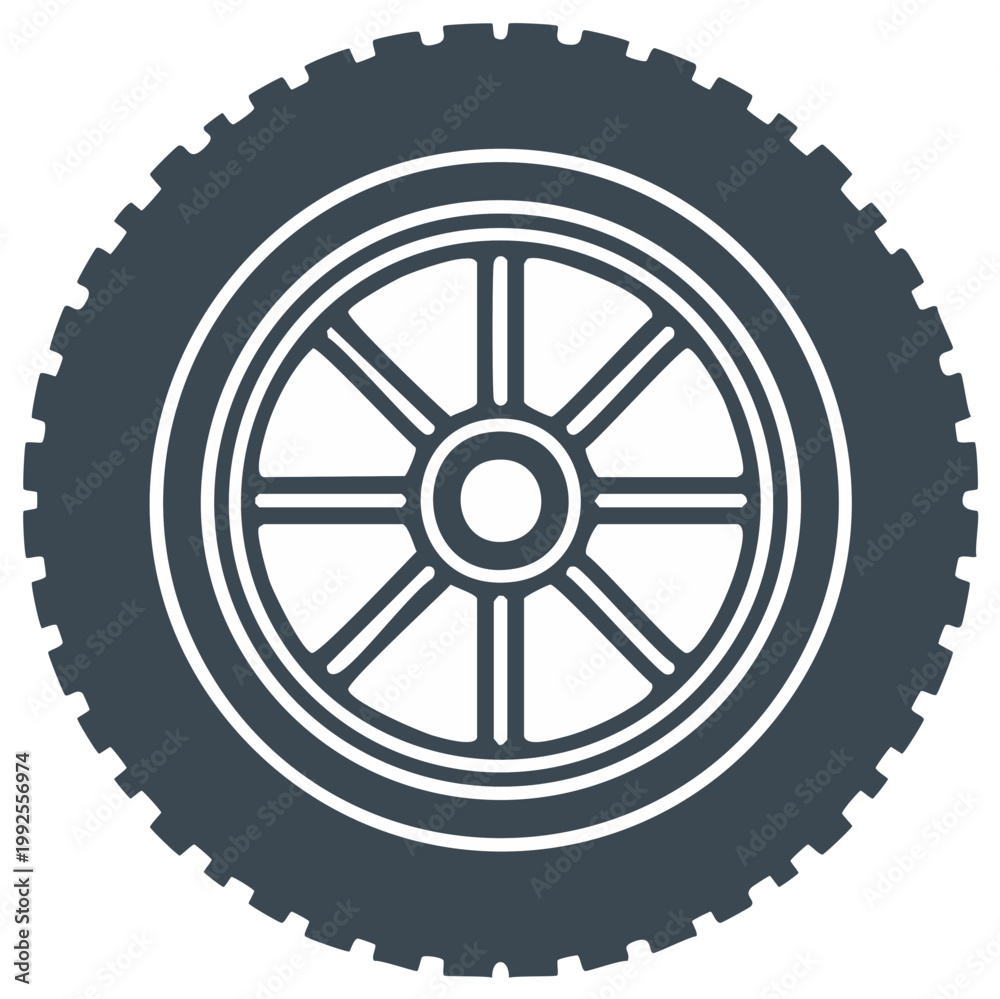 Fototapeta premium Isolated wheel and tire with tread and spokes for vehicle auto part