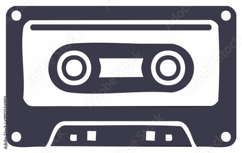 Retro audio cassette tape icon stylized flat design simple graphic element