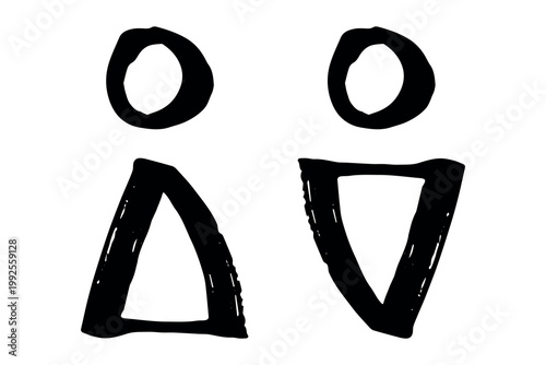 Hand drawn female and male gender identity sign Girls and boys Man and woman pictogram Lady and gentleman for restroom, toilet, washroom, lavatory, closet, WC, bathroom, door sticker