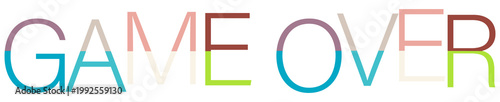 Colorful Game Over text isolated on transparent background with pastel colors