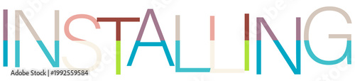 Colorful segmented letters spelling out the word installing isolated on transparent background