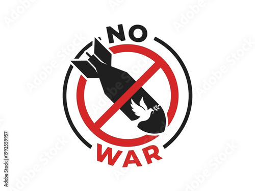 Vector illustration of a bomb with a peace dove, symbolizing peace and anti-war messages