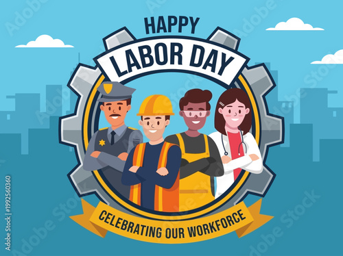 Happy Labor Day Vector Illustration Celebrating Our Diverse Workforce