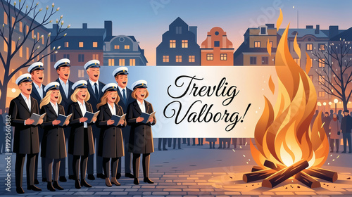 Trevlig Valborg Swedish greeting with Swedish student choir, Swedish Walpurgis Night tradition