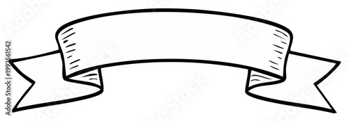 Hand Drawn Banner Ribbon with Blank Space for Text and Decorative Stripes