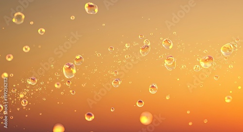 Abstract Golden Bubbles Floating in Warm Light