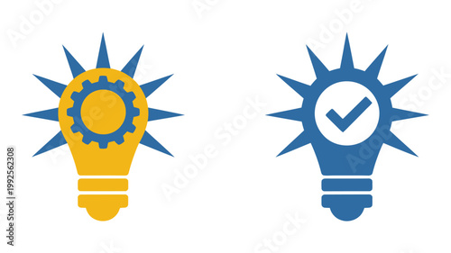 Minimal light, bulb icons representing ideas and creativity, clean modern outline vector set, innovation and inspiration symbols