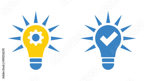 Minimal light, bulb icons representing ideas and creativity, modern flat line icon collection, idea generation and innovation symbols