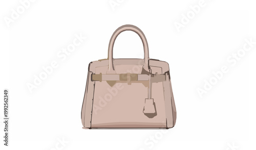 Luxury Genuine Leather Handbag Front View Elegant Minimal Product Shot Vector Illustration