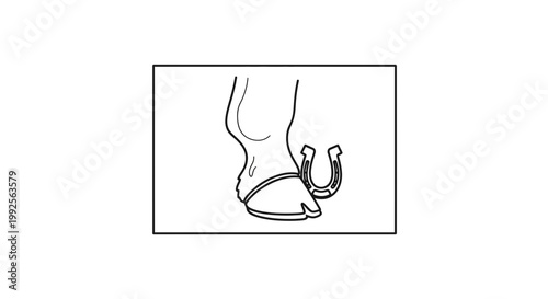 Close-up of a horse's hoof with a horseshoe being fitted, equestrian care and farrier work