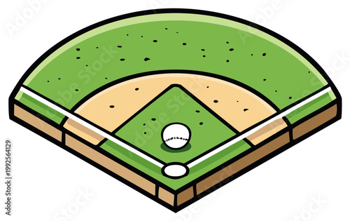 Cartoon Baseball Field Diamond Infield With Ball