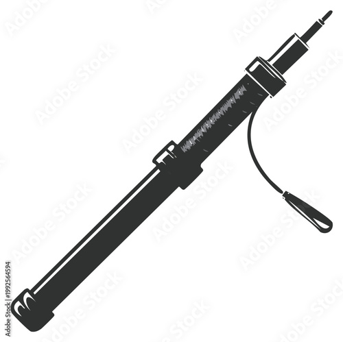 Engraving style illustration of a traditional bagpipe chanter folk musical wind instrument