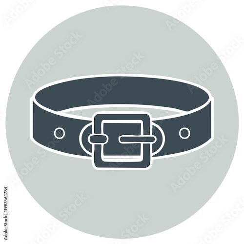 Minimalist dark grey belt with square buckle icon simple graphic design illustration